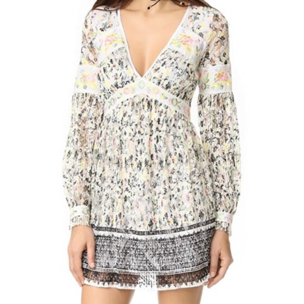 Free People Cherry Blossom Mini Boho Lace Peasant Dress